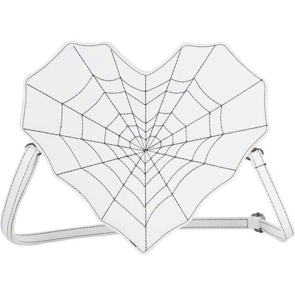 Women Heart Shape Spider Web Gothic Shoulder Bag Crossbody Backpack White main image 6